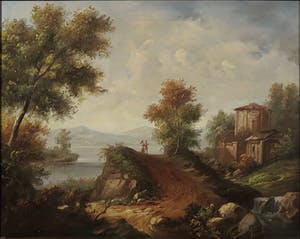 Niet of onleesbaar gesigneerd - Olieverf op doek, Landschap kopen? Bied vanaf 1!