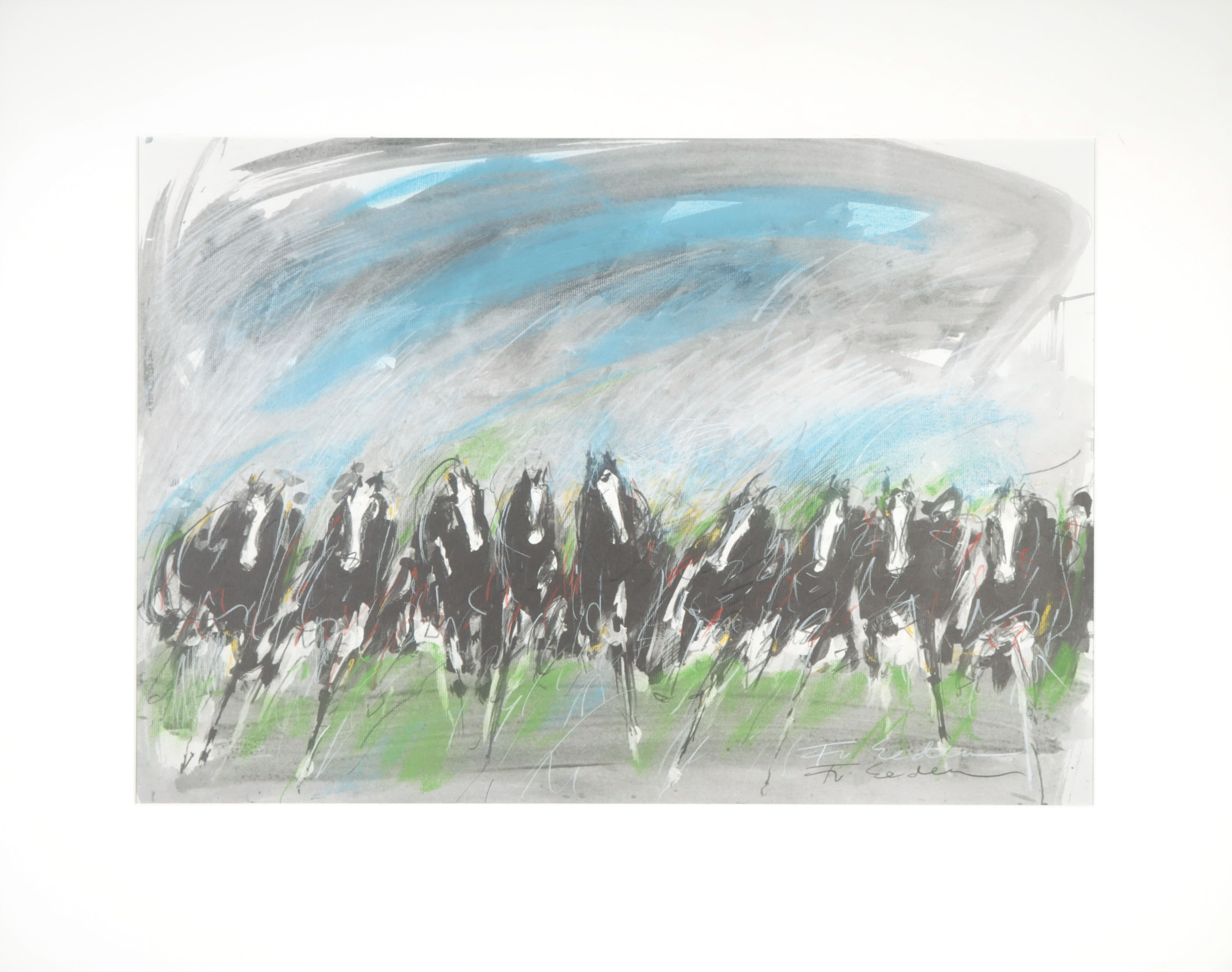 Frits van Eeden - Gemengde techniek, o.a. krijt, Paarden kopen? Bied vanaf 65!