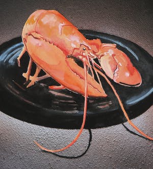 Dike Blair - Grote realistische gouache, Compositie met kreeft - Ingelijst (Zeer groot) kopen? Bied vanaf 500!