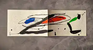 Joan Miro - De originele 1973 uitnodiging + kleuren litho Galerie Maeght "Sobreteixims" vendu pour 41€ !