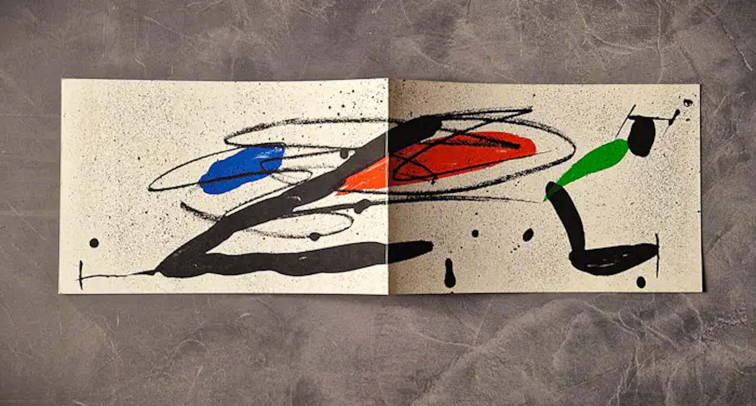 Joan Miro - De originele 1973 uitnodiging + kleuren litho Galerie Maeght "Sobreteixims" kopen? Bied vanaf 68!