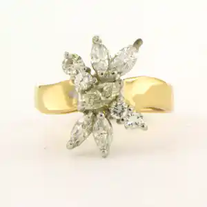 18k bicolour gouden ring met marquise en briljant geslepen diamant tot. 0.75ct kopen? Bied vanaf 610!