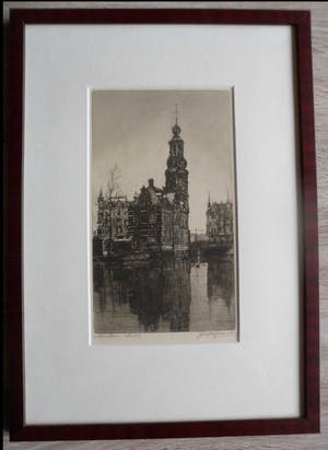 Johannes Josseaud - Ets, Munttoren te Amsterdam kopen? Bied vanaf 35!