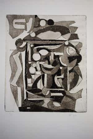 Maria de Ronde - Aquatint - Compositie IV - 1980 verkocht voor € 50!