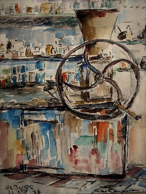 Niet of onleesbaar gesigneerd - Gesigneerd impressionistisch Aquarel "Elburg - interieur oude Apotheek" kopen? Bied vanaf 1!