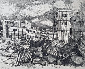 Henk Huig - Nieuwbouw 1957, ets kopen? Bied vanaf 40!