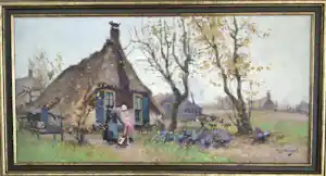 Arie Zwart - Boerderijtje met boerin (moeder) en spelend kind verkauft für € 225!