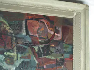 Kor Heemsbergen - Olieverf op paneel, Land voor 2 mensen – ca. 1960 - Ingelijst kopen? Bied vanaf 150!