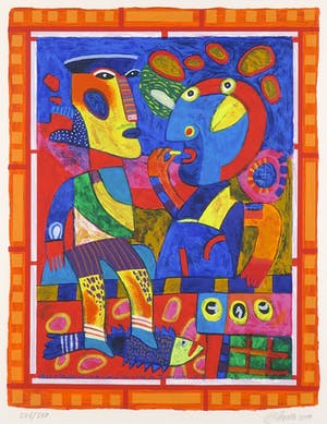 Clemens Briels - Zeefdruk, A bunch of Floridians (...) - Ingelijst kopen? Bied vanaf 70!