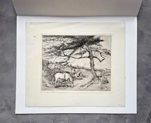 Adrianus Johannes Grootens - Fraaie jaren 30 zeefdruk "in de duinen" - potlood-gesigneerd kopen? Bied vanaf 28!