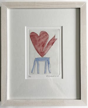 Klaas Gubbels - ets met aquarel ingekleurd ‘Hartenkan’ - 2003 kopen? Bied vanaf 295!