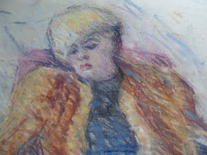 Wim van Bemmel - Pasteltekening. Dame in een stoel. kopen? Bied vanaf 35!