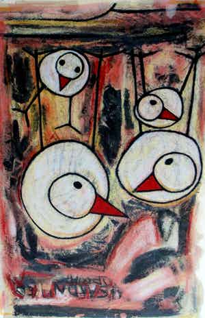 Hans Innemee - Ingelijste zeefdruk: The astonished ones - 1999 (groot) verkocht voor € 225!