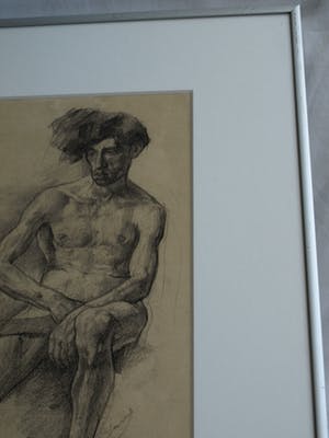 Johannes Hendricus Jurres - Tekening , Naakte man – gesigneerd & ingelijst – ca 1930 kopen? Bied vanaf 125!