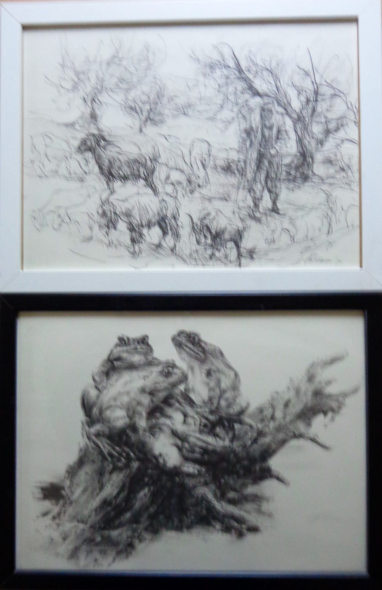 Piet Klaasse - LOT VAN 2 WERKEN / DIEREN / ZW-W OFFSET / 34x44cm / KADER kopen? Bied vanaf 1!