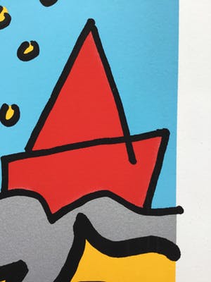 Peter Louman - Zeefdruk “over water gesproken” gesigneerd kopen? Bied vanaf 25!