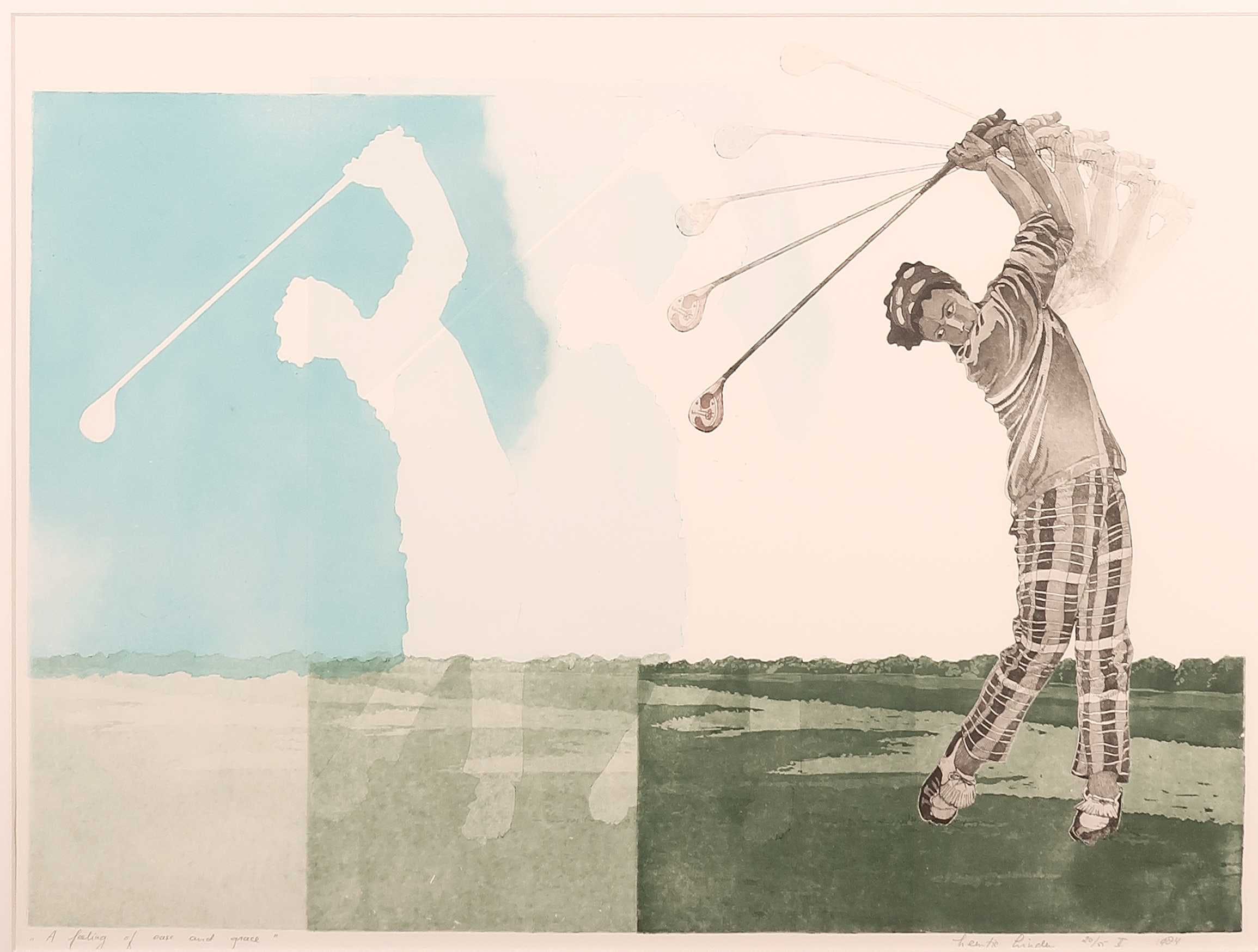 Leentje Linders - Ets en aquatint, A feeling of ease and grace - Ingelijst verkocht voor € 40!