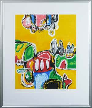 Hans Heijman - Zeefdruk, Droomlandschap -Ingelijst verkocht voor € 35!