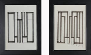 Siep van den Berg - Lot van twee pentekeningen, Geometrisch abstracte compositie - Ingelijst kopen? Bied vanaf 35!