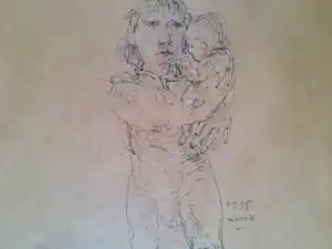 Co Westerik - Originele tekening (geen druk) 'De Zusjes' verkocht voor € 350!