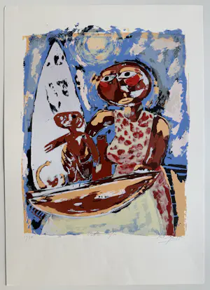 John Lie a Fo - handgesigneerde kleurenzeefdruk | 'Kabra Kapa' | 1988 kopen? Bied vanaf 60!