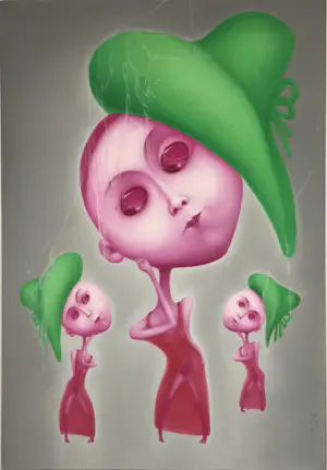 AcheterYu Mei Yuan - Schilderij One Lady/Three figures in pink - uniek werk in acryl? Enchérissez de 390!