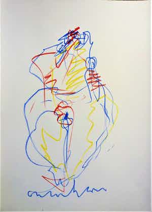 Anton Heyboer - Moeder en kind De oer moeder Sierlijke zwierige tekening . verkocht voor € 275!