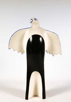 Corneille - Beschilderd en geschilderd beeld van kunsthars, L'oiseau d'amour verkocht voor € 150!