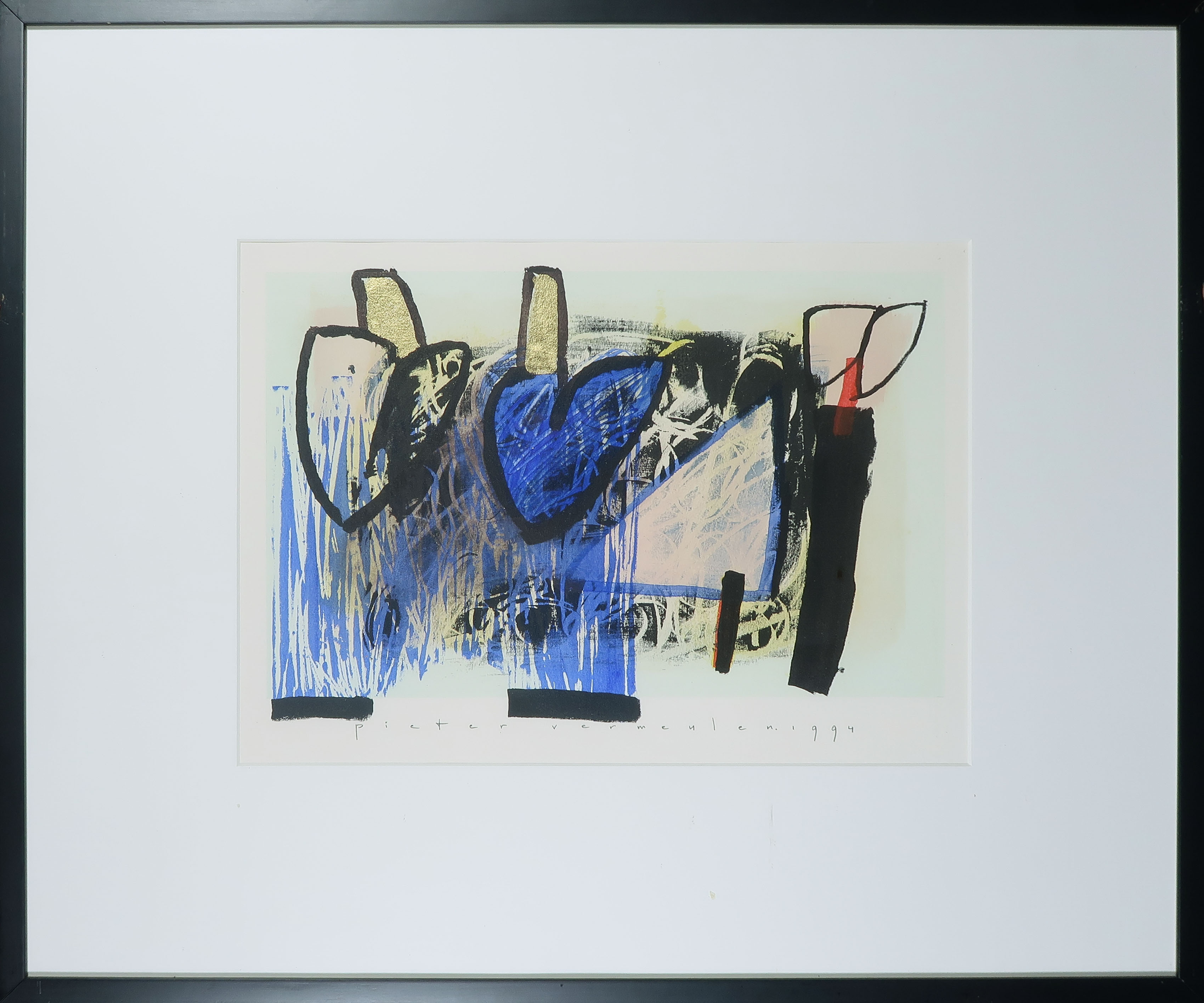 Pieter Vermeulen - Gemengde techniek op papier, Zonder titel - Ingelijst kopen? Bied vanaf 1!