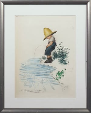 Georges Redon - Kleurenets, Ne buves jamais d'eau - Ingelijst kopen? Bied vanaf 10!