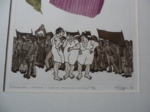Helen van der Deen - Kleuren zeefdruk. Titel, "laat de was maar waaien". kopen? Bied vanaf 20!