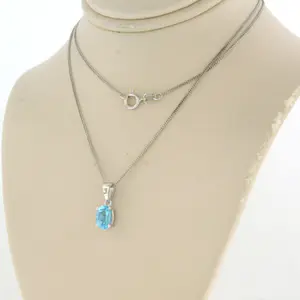 14k wit gouden collier bezet met topaz - 45cm kopen? Bied vanaf 140!