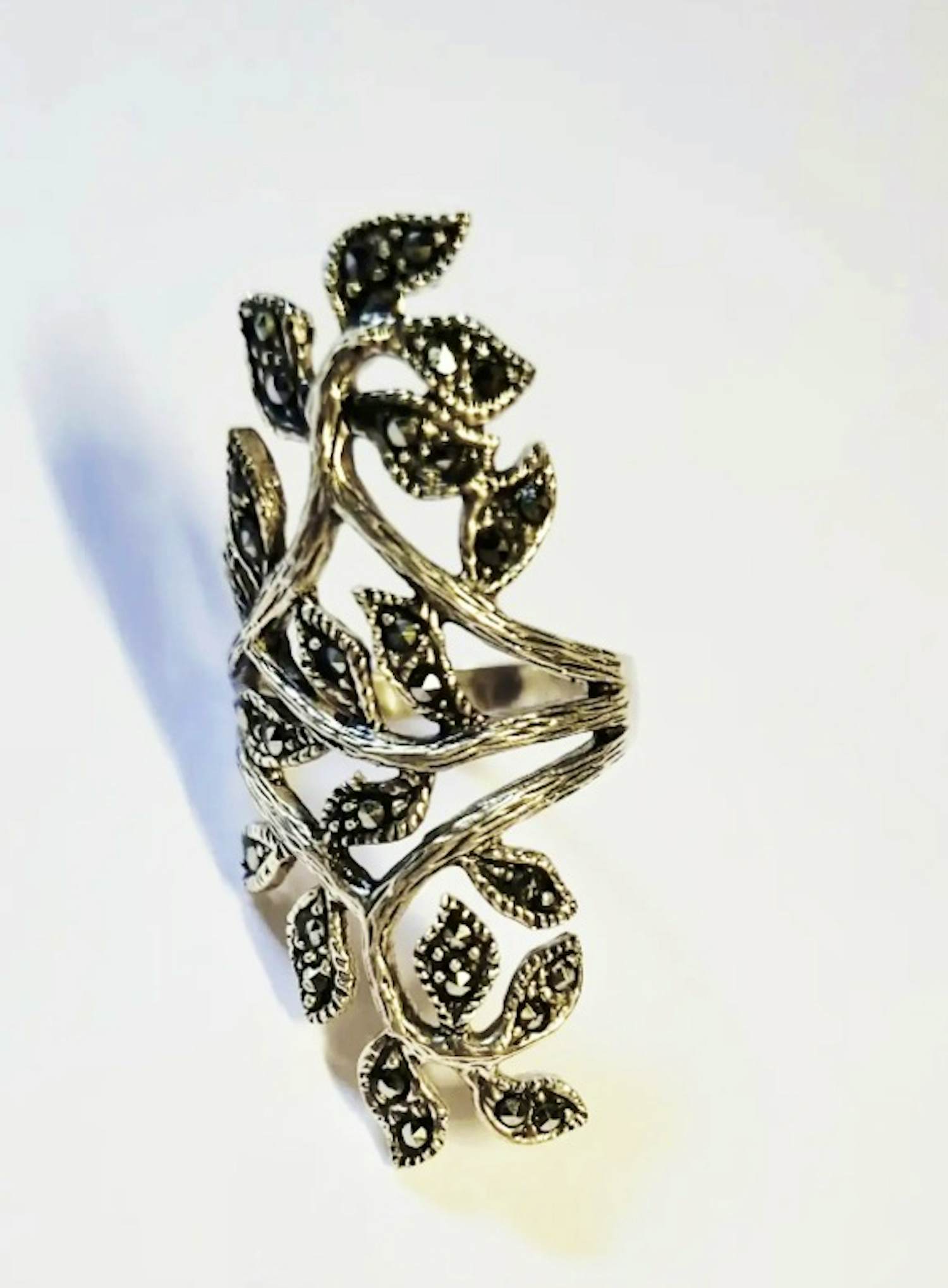 Nieuwe  Vintage handgemaakte Zwitserse marcasiet setting zilveren gotische ring kopen? Bied vanaf 75!