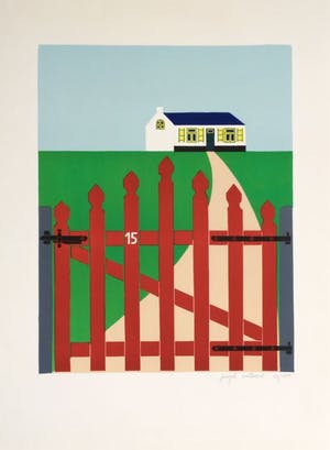 Joseph Willaert - Rood hekken met huisje in achtergrond kopen? Bied vanaf 350!