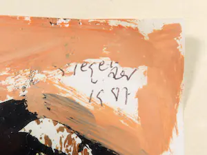 Fred Sieger - Olieverf op papier, Abstracte compositie - Ingelijst kopen? Bied vanaf 1!