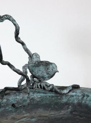 Phonse van Daalen - Groot bronzen vogelbad met vogels op tak kopen? Bied vanaf 1000!