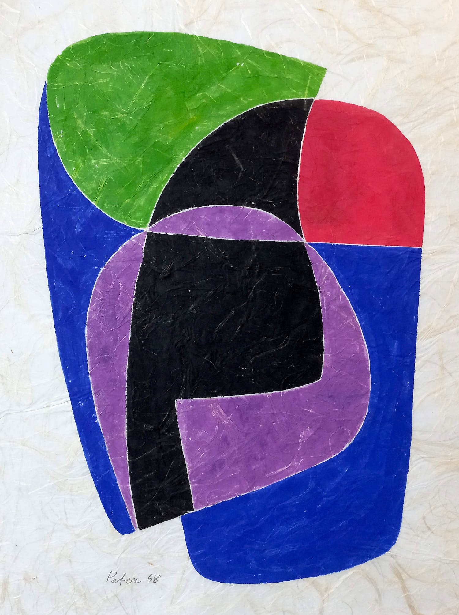 Geni Peter - Compositie (1958), gouache verkocht voor € 350!