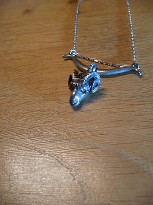 zilveren (gemerkt 835) ketting / collier, hanger in vorm steenbok kopen? Bied vanaf 35!