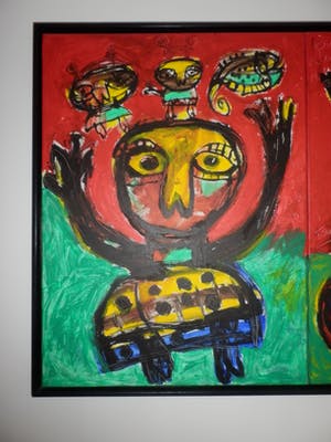 Toyin Loye - TWEELUIK ACRYLVERF op DOEK Handgesigneerd GROOT!!! kopen? Bied vanaf 750!