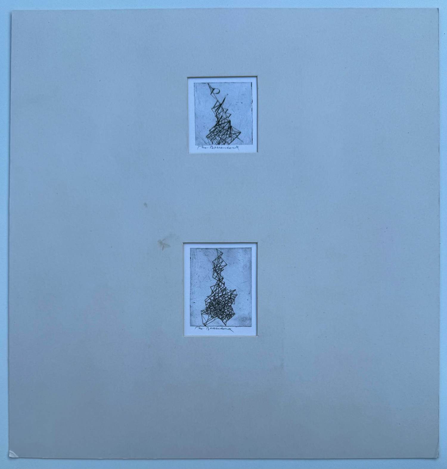 Theo Beerendonk - Tweeluik etsen op papier | 'Zonder titel' | begin jaren '70 kopen? Bied vanaf 80!