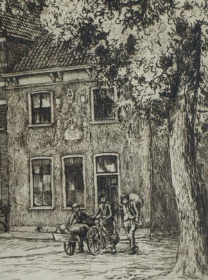 Ids Wiersma - Ingelijste ets , de ‘Professorenhuizen’ , Voorstraat , Franeker – 1934 kopen? Bied vanaf 1!