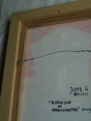 Jasper Banen - Acrylverf op doek , ingelijst , Blauwe Zon en Hemellichamen – 2004 kopen? Bied vanaf 85!