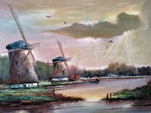 Wilhelmus Enneking - (Range) Molens in een Hollands Landschap kopen? Bied vanaf 60!