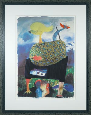 Michel van Overbeeke - Litho met bladgoud, The kiss - Ingelijst kopen? Bied vanaf 50!
