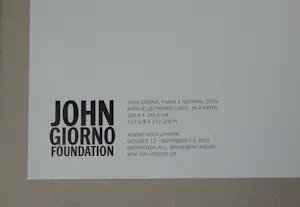 AcheterJohn Giorno - Thanx4Nothing Ausstellungsplakat Almine Rech Frieze Art Fair London 2021? Enchérissez de 40!