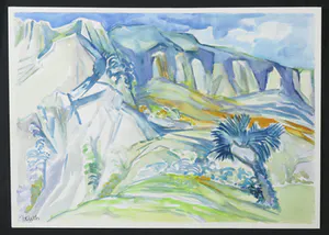 Joe Wols - Lot van vier gouaches/aquarel, Kleurrijke landschappen kopen? Bied vanaf 1!