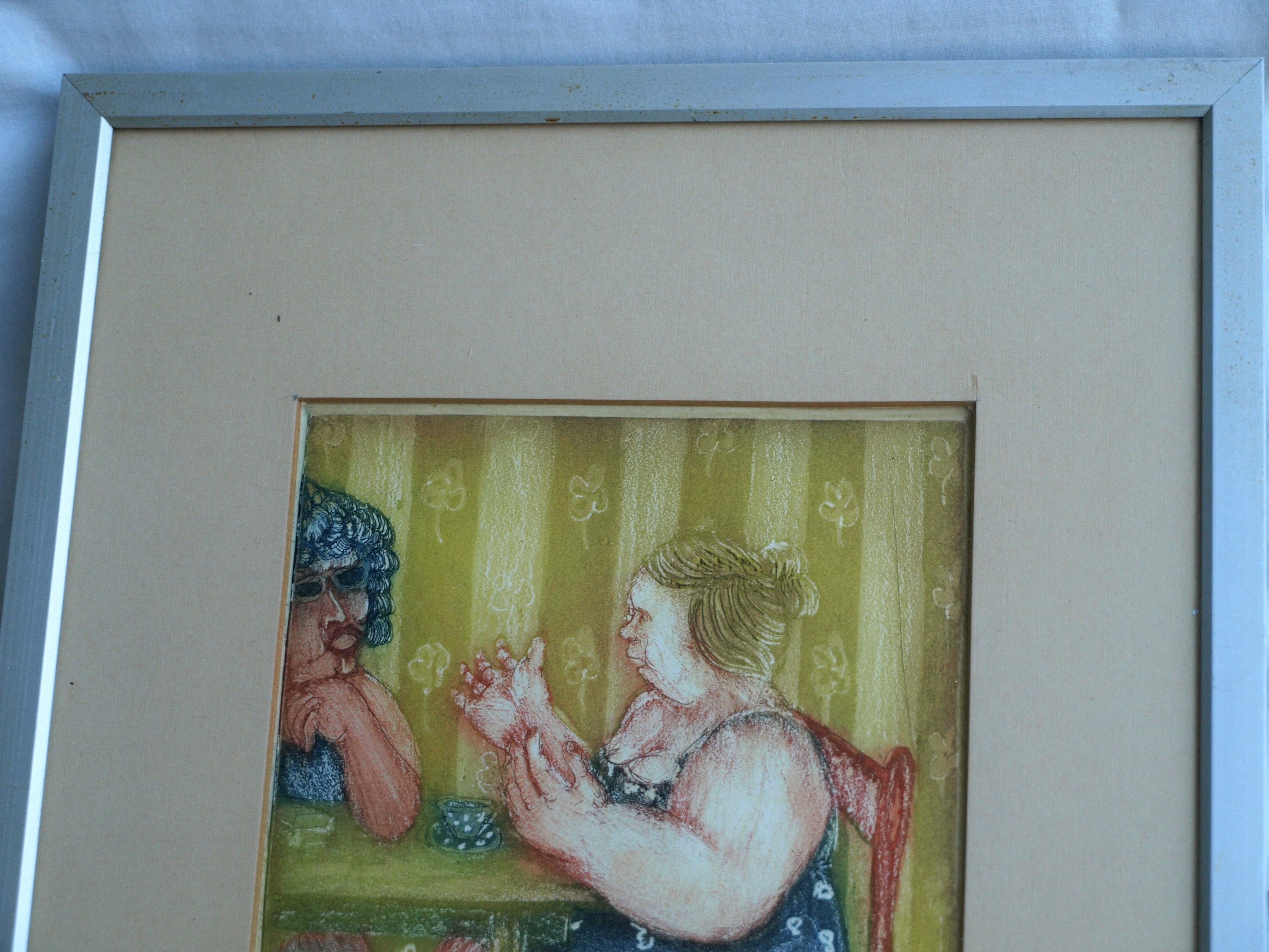 Wim Worm - Ets , Mary II, Aan tafel – gesigneerd en ingelijst – 1971  kopen? Bied vanaf 25!