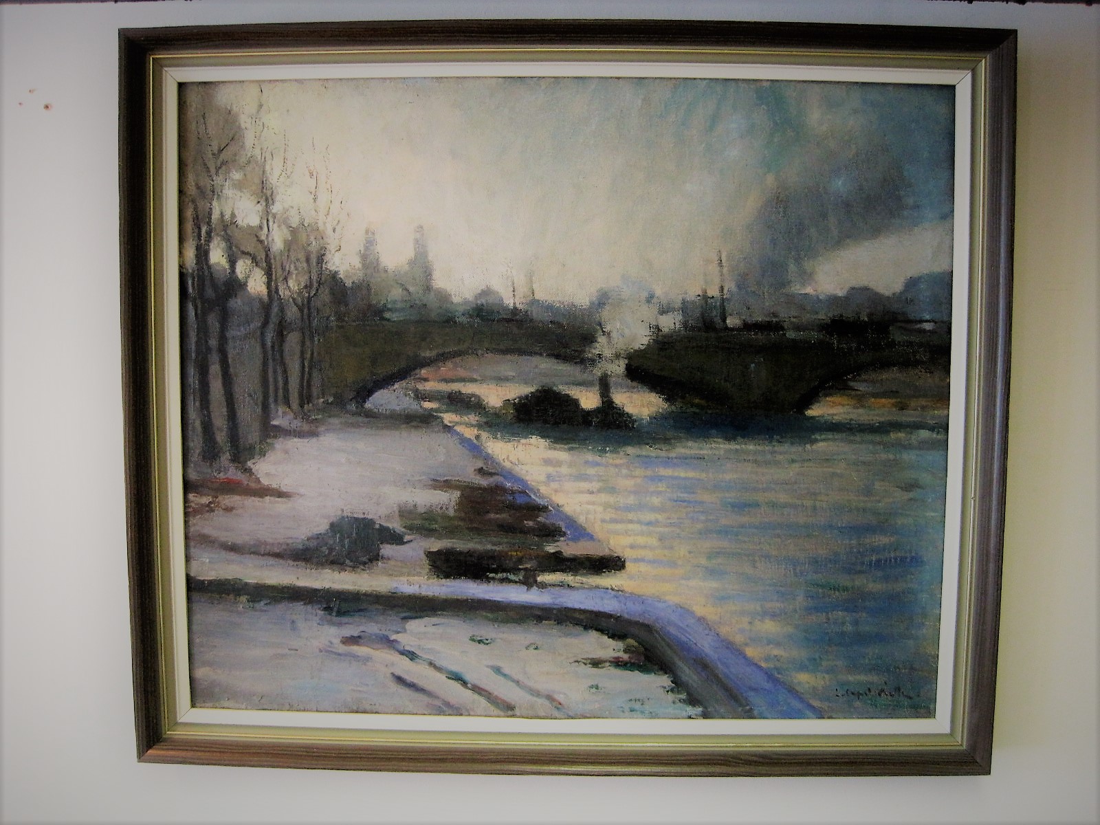 Lucienne Capdevielle - omstreeks 1920 geschilderd olieverf "Parijs - vroege ochtend aan de Seine"  kopen? Bied vanaf 1!