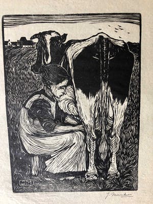 Jan Mankes - Houtsnede Koemelkster kopen? Bied vanaf 275!