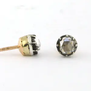 18k goud en zilver solitair oorknoppen met roos geslepen diamant tot. 0,50ct kaufen? Bieten Sie von 585!